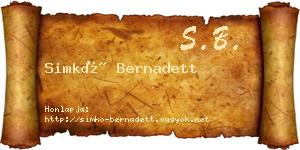 Simkó Bernadett névjegykártya