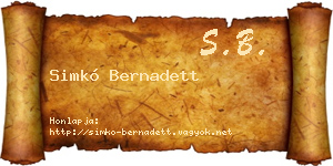 Simkó Bernadett névjegykártya